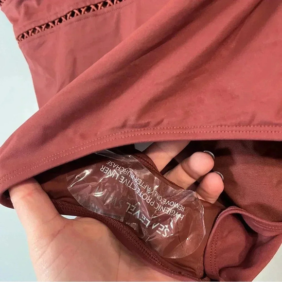 NWT Sea Level Swim Eco Essentials Spliced One Piece Cinnamon Size 14 - Picture 2 of 12